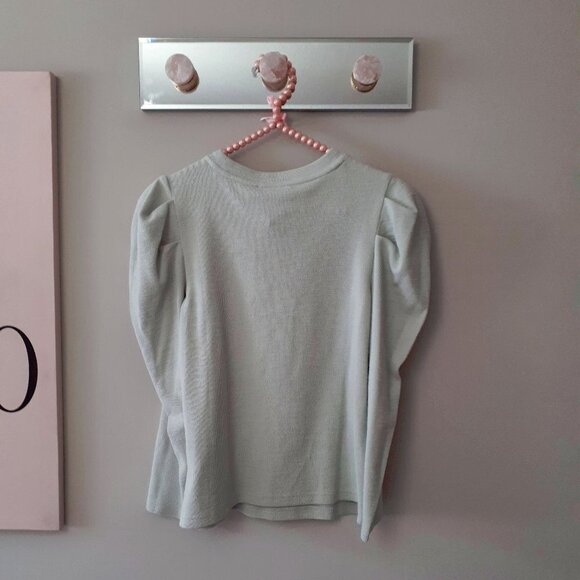 NWT Rachel Zoe icy mint green puff sleeve sweatshirt top & belted sweatpants set - Picture 10 of 14